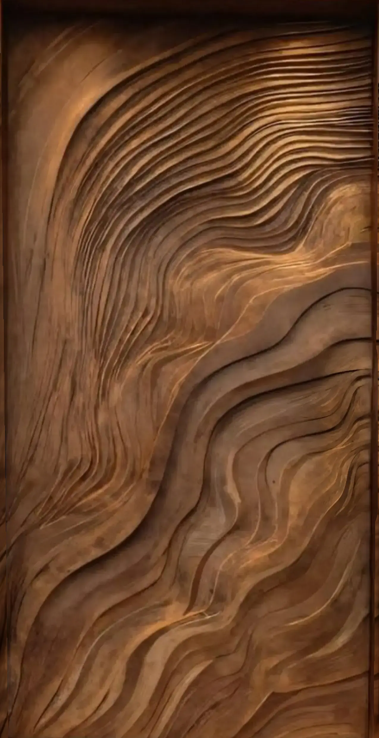 Carved walnut double entrance doors with PH032N stainless-steel pull bars