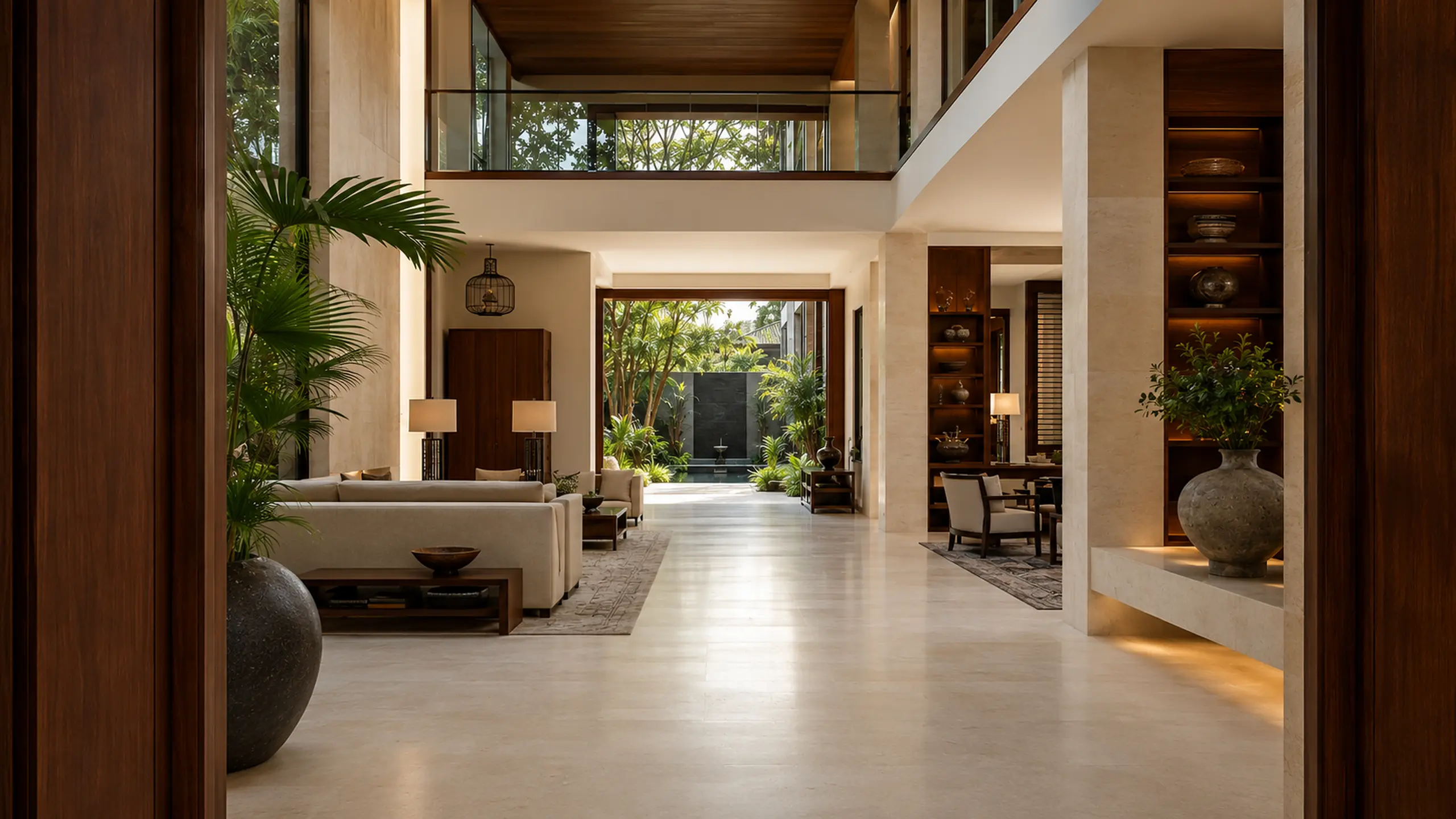 Modern luxury home beyond an Oreva timber entrance