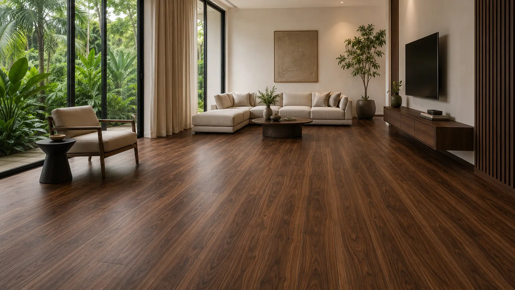 Burmese Walnut timber flooring in a contemporary interior